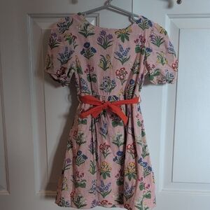 Mini Boden Pink A-line Dress with Puff Sleeves